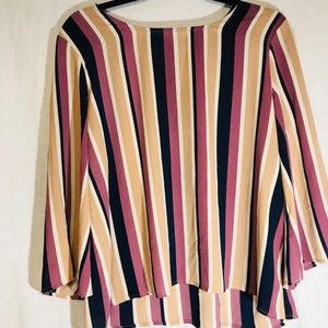 W5 Striped Size Medium Blouse zipper on back